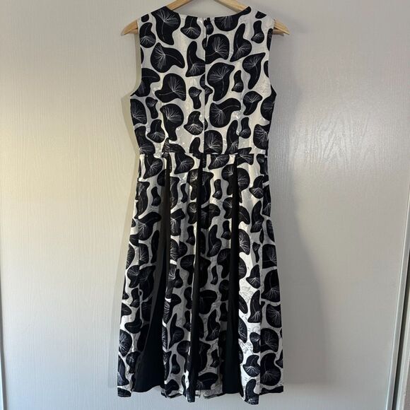 Kaimilan Womens Black & White Abstract‎ Fit & Flare Cocktail Midi Dress Small/6 - Picture 5 of 8